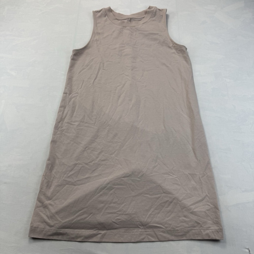 A New Day Womens Medium Sleeveless Midi T-Shirt Dress Taupe Beige Crew Neck